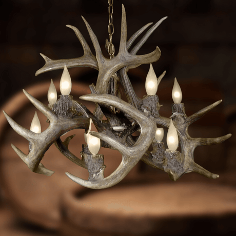 Authentic Whitetail Deer Inverted Chandelier