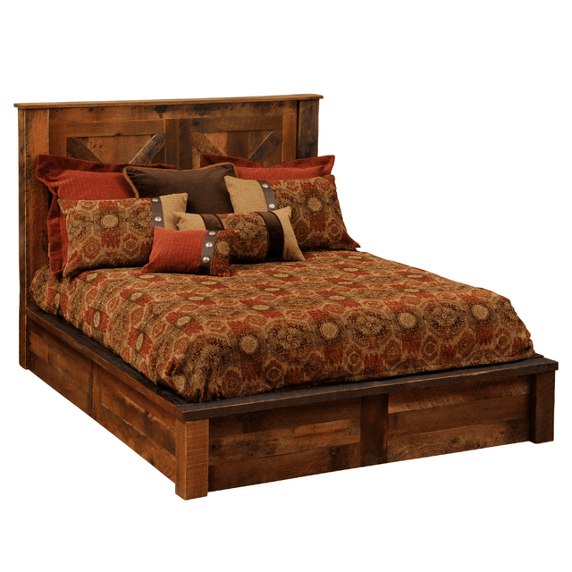 Barndoor Style Barnwood Platform Bed