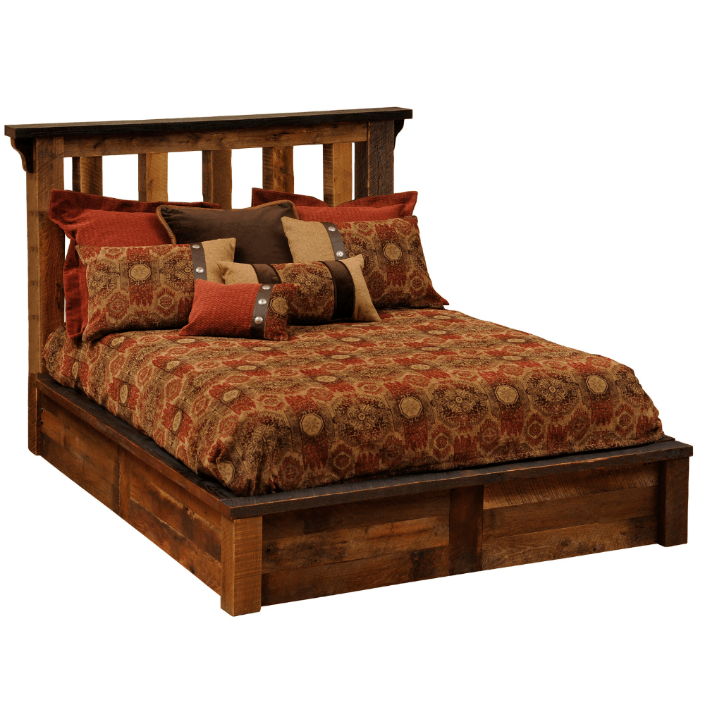 Barnwood Post Platform Bed