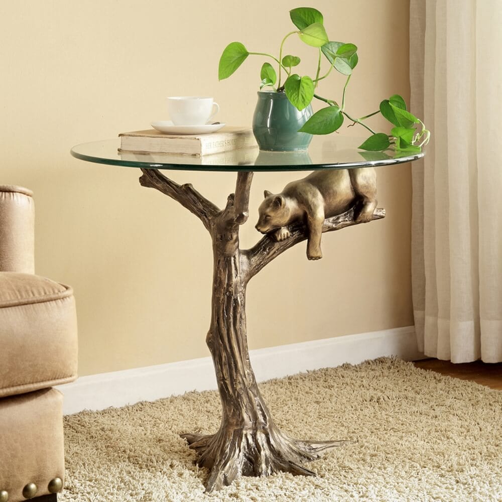 Bear Dozing in a Tree Side Table