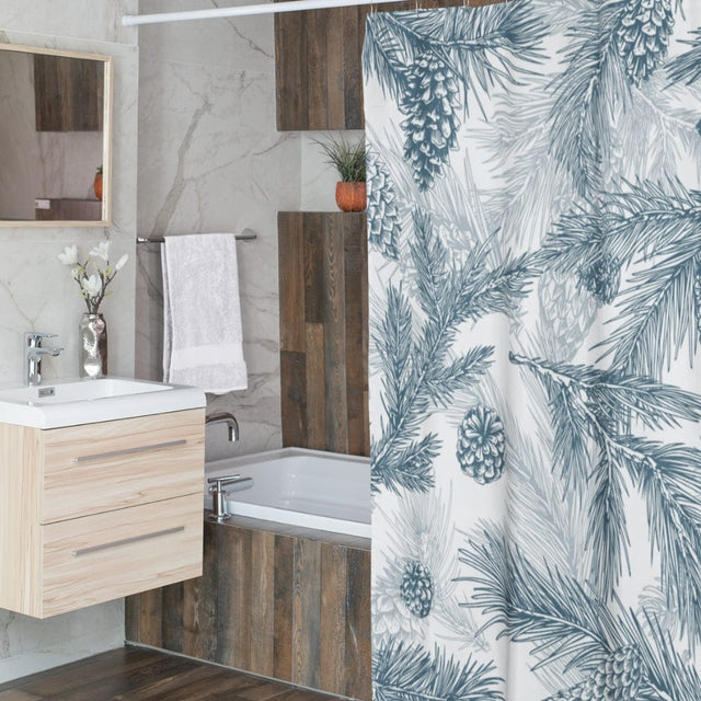 Blue Pine Shower Curtain