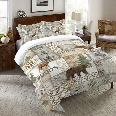 Mountain Trail Patch Gray Bedding Set