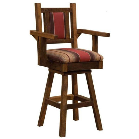 Barnwood Swivel Arm Barstool