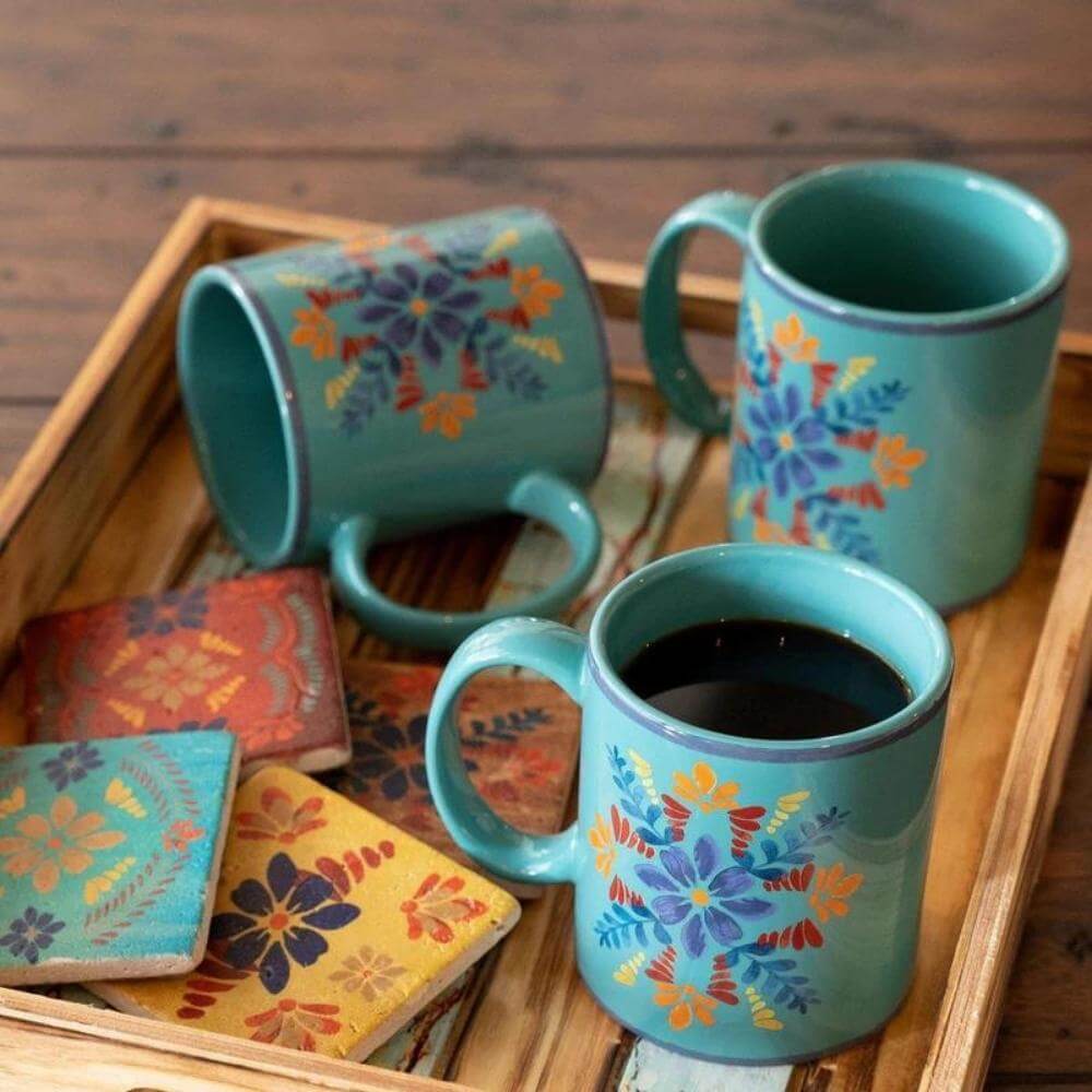 Sky Blue Adobe Mug and Coaster Set