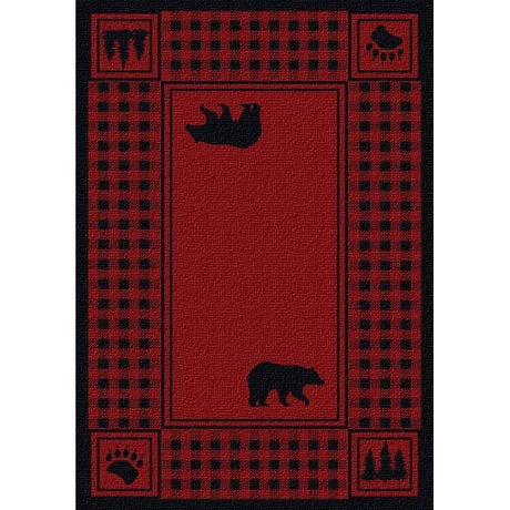 Bear Plaid Red Area Rug