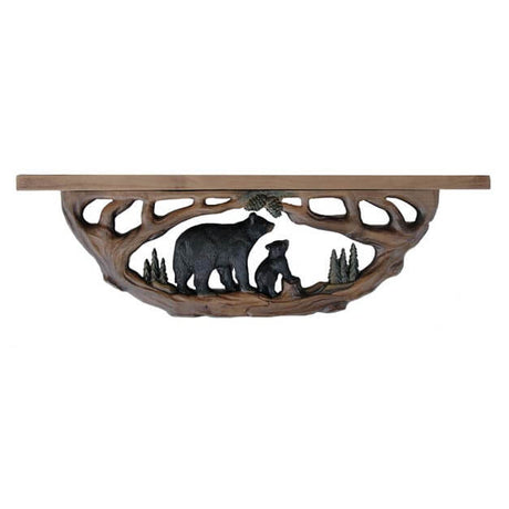 Pine Bears Hand Carved Wall Shelf