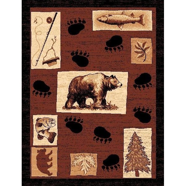 Bear Tracks Rustic Area Rugs