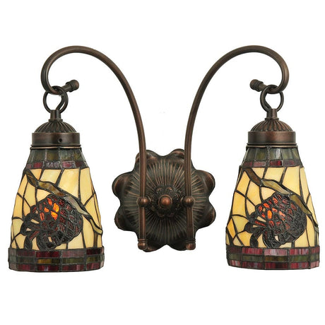 Burgundy Pinecone Double Wall Sconce