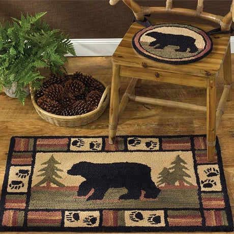 Cabin Bear Hooked Rug