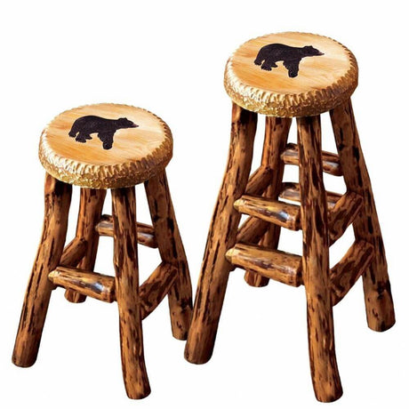 Carved Wood Bear Barstool