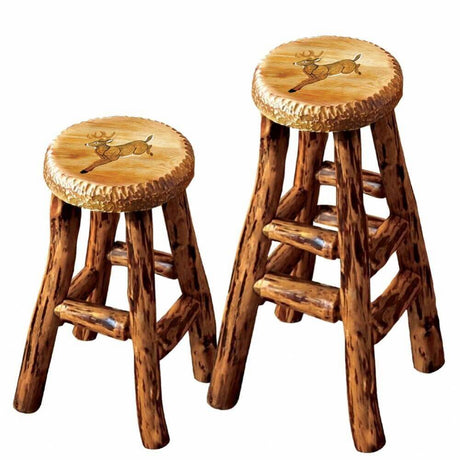 Carved Wood Deer Barstool