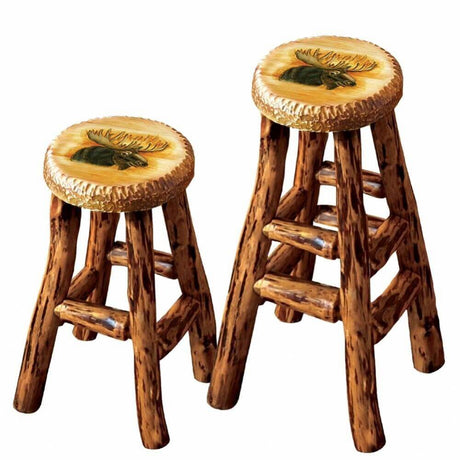 Carved Wood Moose Barstool