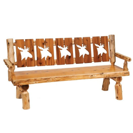 Cedar Log Moose Cut Out Bench