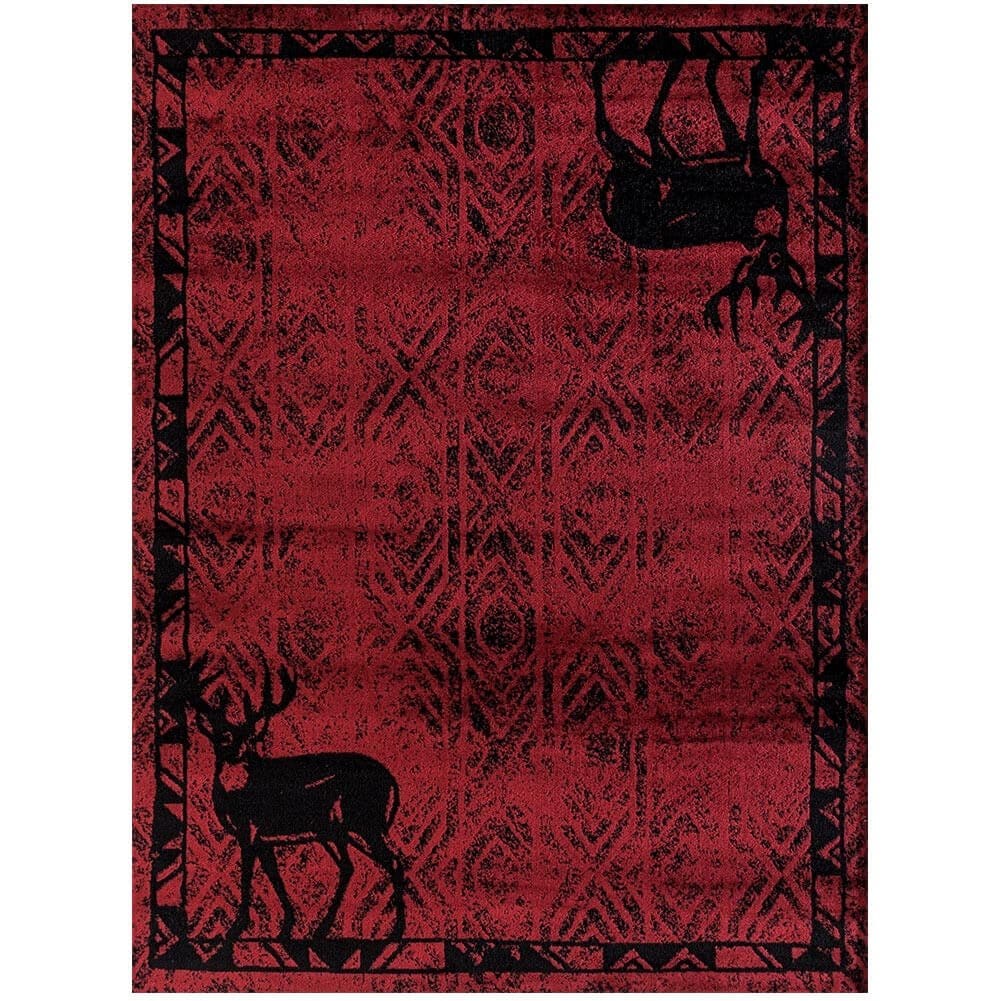 Red Whitetail Deer Rug, Red Deer Rug, Deer Area Rug, Whitetail Rug, Red Cabin Rug, Red Cabin Area Rug, Red Lodge Rug, Cabin deals Rugs