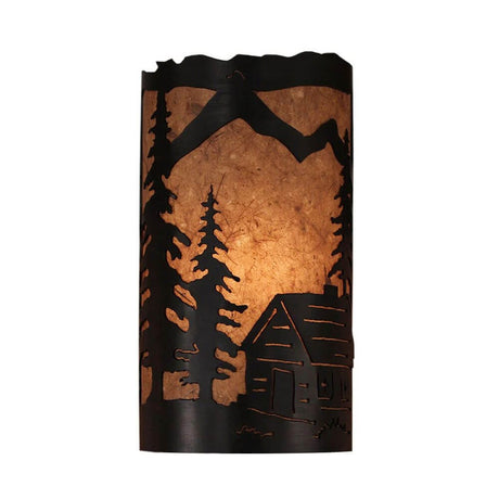 Frontier Cabin Scene Wall Sconce