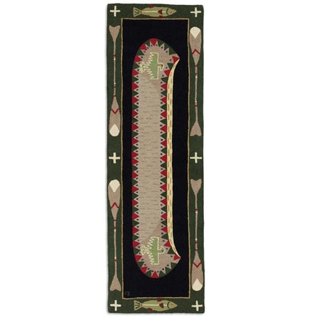 Green Canoe Hooked Wool Runner