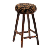 Hickory Upholstered Swivel Barstool