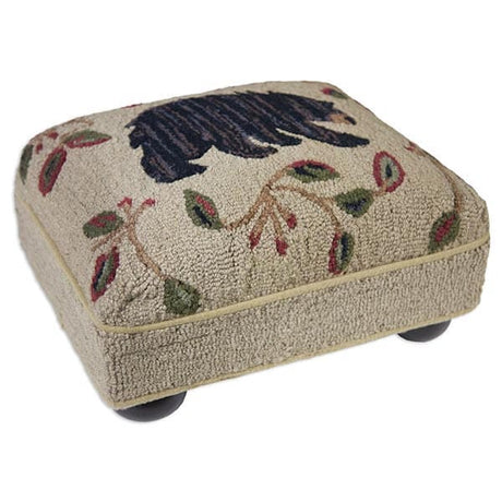 Lodge Bear Hooked Wool Foot Stool