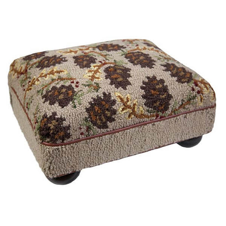 Lodge Pine Cones Hooked Wool Foot Stool