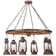 Nostalgic Lantern Wagon Wheel Chandelier