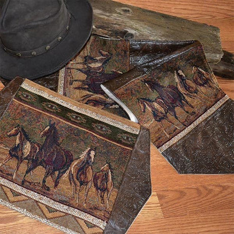 Western Wild Horses Table Runner