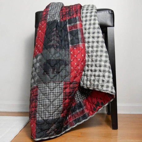 Woodland Black Bear Quilted Throw